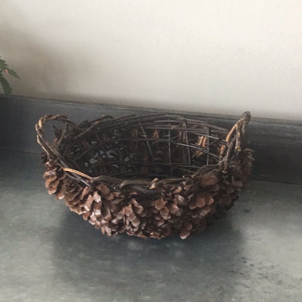Pine cone basket gift basket decor table decoration rustic natural 10 1/2" wide